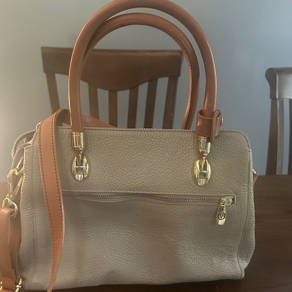 Valentina Beige and Tan Satchel